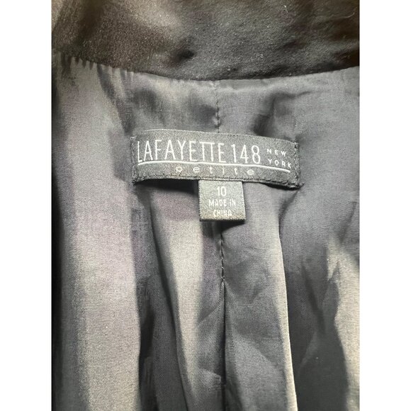 Lafayette 148 New York Size 10 Petite Black Wool Peak Lapel Fitted Blazer Jacket - Picture 2 of 16